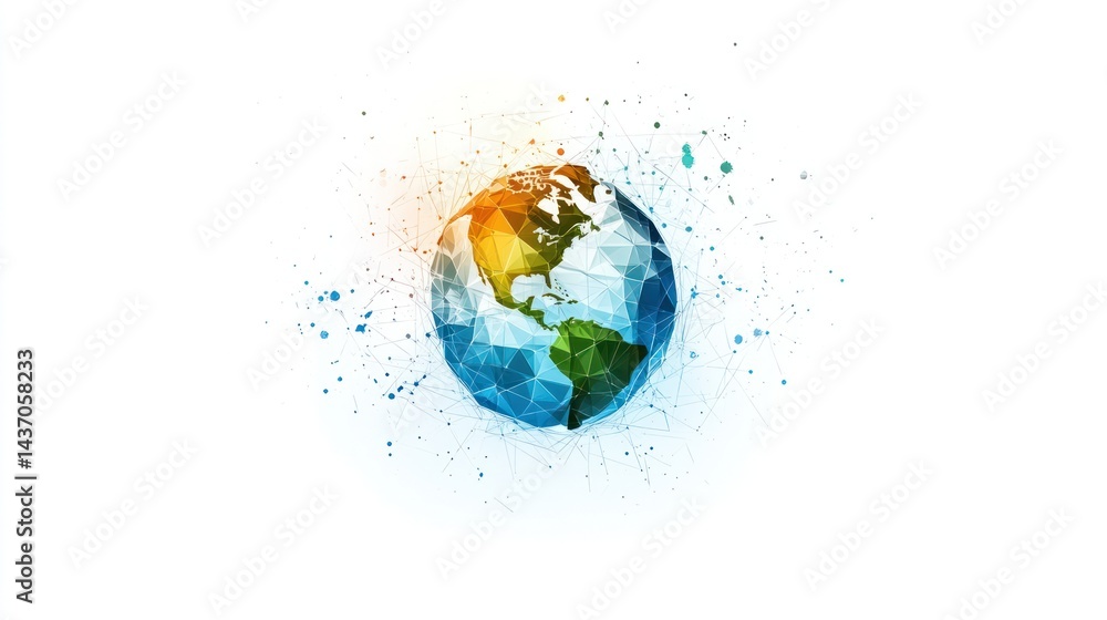 Poster futuristic digital earth globe with connection network for global communication