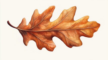 Fototapeta premium Autumnal oak leaf illustration