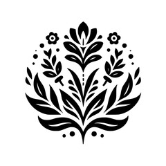 Black & White Floral Ornament: Symmetrical Vector Design