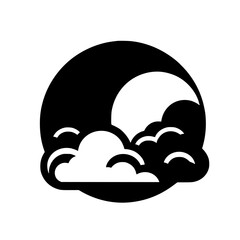 Minimalist Cloudscape Icon: Black and White Weather Concept