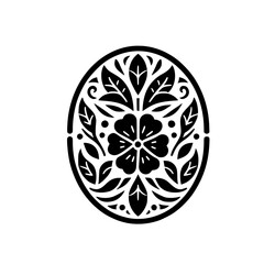 Ornamental Floral Design: Elegant Black and White Silhouette