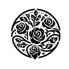 Elegant Black and White Rose Mandala Design