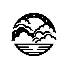 Abstract Cloudscape Logo - Black and White, Minimalist Design
