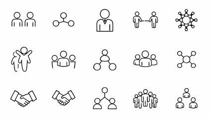 Fototapeta premium community line icon big set people network toge.eps