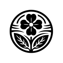 Geometric Black Flower & Leaves Logo Design