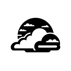 Minimalist Cloudscape: Black and White Icon for Weather, Nature, and Design
