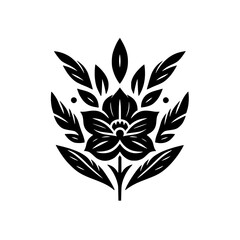 Minimalist Black Floral Illustration on White Background