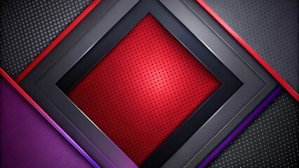 Abstract Geometric Design with Red, Purple, and Gray Panels