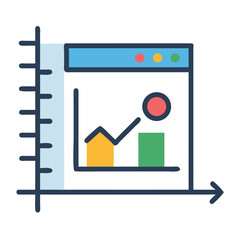 Colorful Line and Bar Chart Icon - Data Analysis, Business Growth, and Statistical Visualization