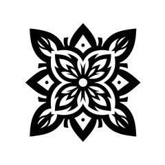 Intricate Black and White Floral Mandala Design, Vector Ornament