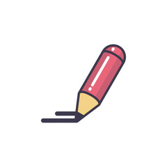 A cute and simple cartoon illustration of a pencil in the process of writing or drawing