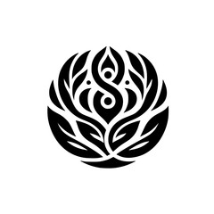 Minimalist Floral Logo, Elegant Black and White Design