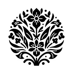 Floral Mandala: Elegant Black and White Botanical Design