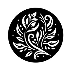 Elegant Black and White Floral Circle Design for Decor