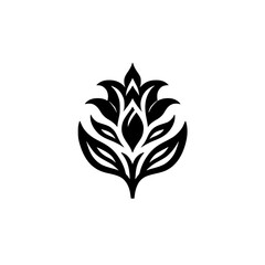 Elegant Black & White Floral Design: Logo/Icon for Beauty & Wellness