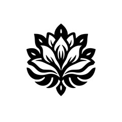 Elegant Black and White Lotus Flower Logo Design
