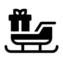 Black Christmas Sleigh with Gifts - Holiday Season, Sleigh and Presents Design in Minimalist Style