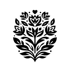 Elegant Black & White Floral Motif: Decorative Plant Design