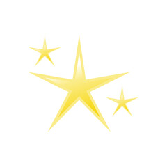 Obraz premium Cartoon Sparkle Stars Vector Illustration. A cute and simple cartoon illustration featuring three yellow starburst shapes of varying sizes, representing sparkles or shine.