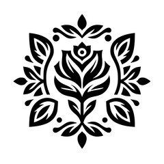 Black Floral Ornament, Vector Design for Textile, Pattern, Logo