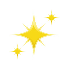 Obraz premium Cartoon Sparkle Stars Vector Illustration. A cute and simple cartoon illustration featuring three yellow starburst shapes of varying sizes, representing sparkles or shine.