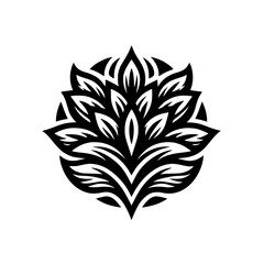 Minimalist Floral Emblem: Black & White Lotus, Geometric Design
