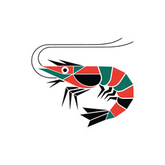 Prawn Black Red Green Silhouette