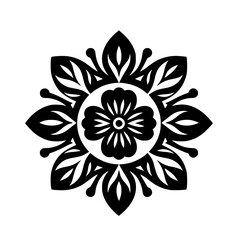Black and White Floral Mandala Pattern, Decorative Design