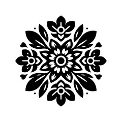 Minimalist Floral Mandala, Bold Black & White, Vector Design
