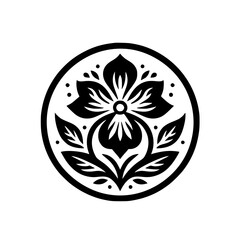 Elegant Black & White Floral Mandala Design on White Background