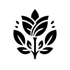 Elegant Black & White Floral Emblem: Vector Flower Design