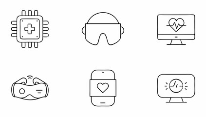 digital health icons set  tech  virtual  computing.eps
