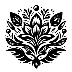 Elegant Floral Mandala in Black and White: Decorative Design Element