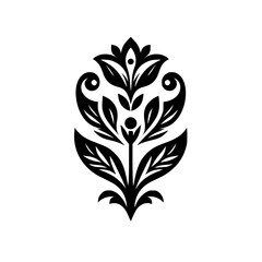 Stylized Floral Ornament: Black & White, Symmetrical Design