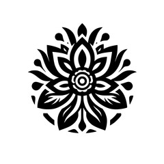 Elegant Black Floral Mandala on White Background