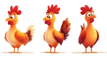 Fototapeta premium Cartoon rooster variations