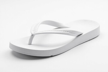 A single, white flip-flop isolated on a pure white background , flip-flop, object