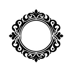 Elegant Black & White Ornamental Frame, Wedding Invitation Vector