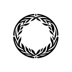Minimalist Laurel Wreath Circle in Black and White