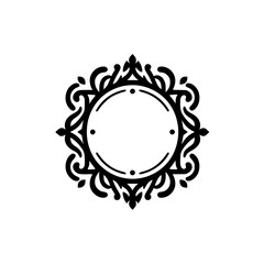 Elegant Black Ornate Circle Frame - Vector Design Element