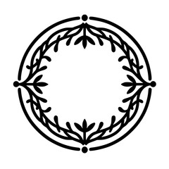 Elegant Black & White Laurel Wreath Frame, Minimalist Design