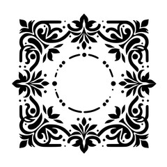 Elegant Floral Frame Vector: Black & White Ornament for Design
