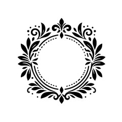 Elegant Black & White Floral Frame: Circle Design for Invitations