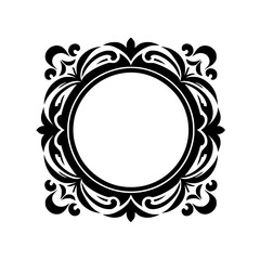Elegant Black & White Ornate Frame Design, Vector Illustration