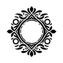 Elegant Black Ornamental Frame with Blank Center: Vector Illustration