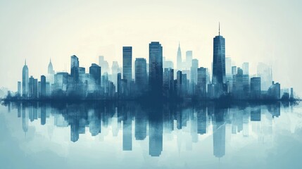 Fototapeta premium City skyline reflected on water