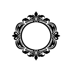 Elegant Black & White Ornamental Frame, Vector Illustration, For Design