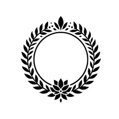 Elegant Floral Wreath Frame in Black and White