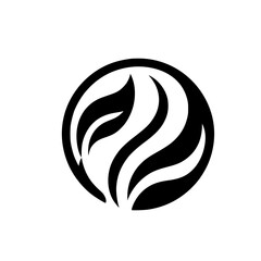 Abstract Black Leaf Logo in Circle, Modern Design Element