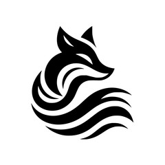 Stylized Black Fox Logo Design on White Background